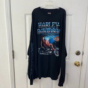Harley Davidson Thunderbird Men's Spell-Out Arm Long Sleeved Tee-Shirt Sz 4X